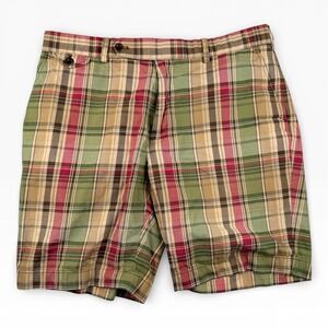Polo Golf Ralph Lauren Shorts Men's Size 36 Madras Plaid Links Fit Flat Front